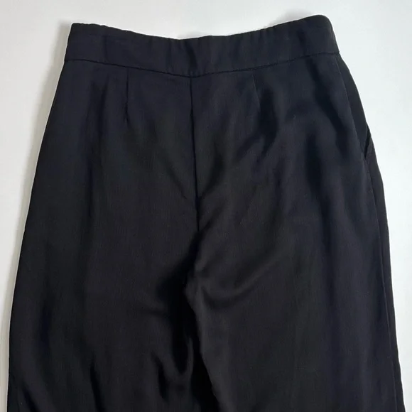 Eileen Fisher Tencel Corded Wide Leg Pleated Pants Size XS Color Black
